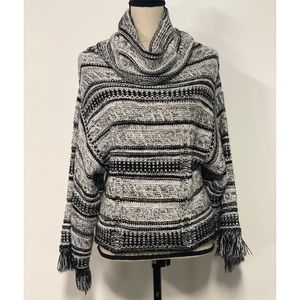 Venus Cowl Neck Acrylic Sweater Black and White Size S